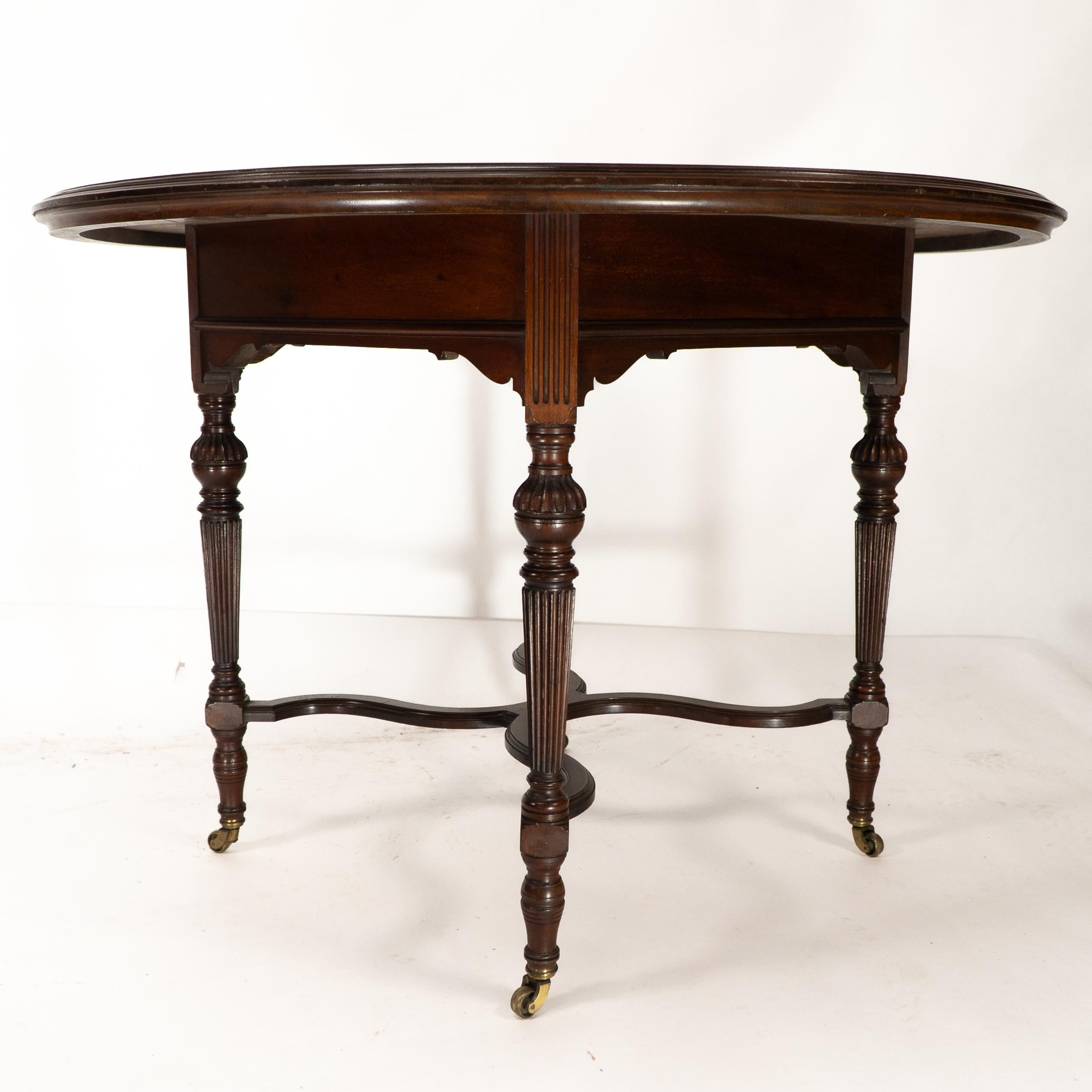 Collinson & Lock attributed. An Aesthetic Movement walnut circular center table For Sale 8