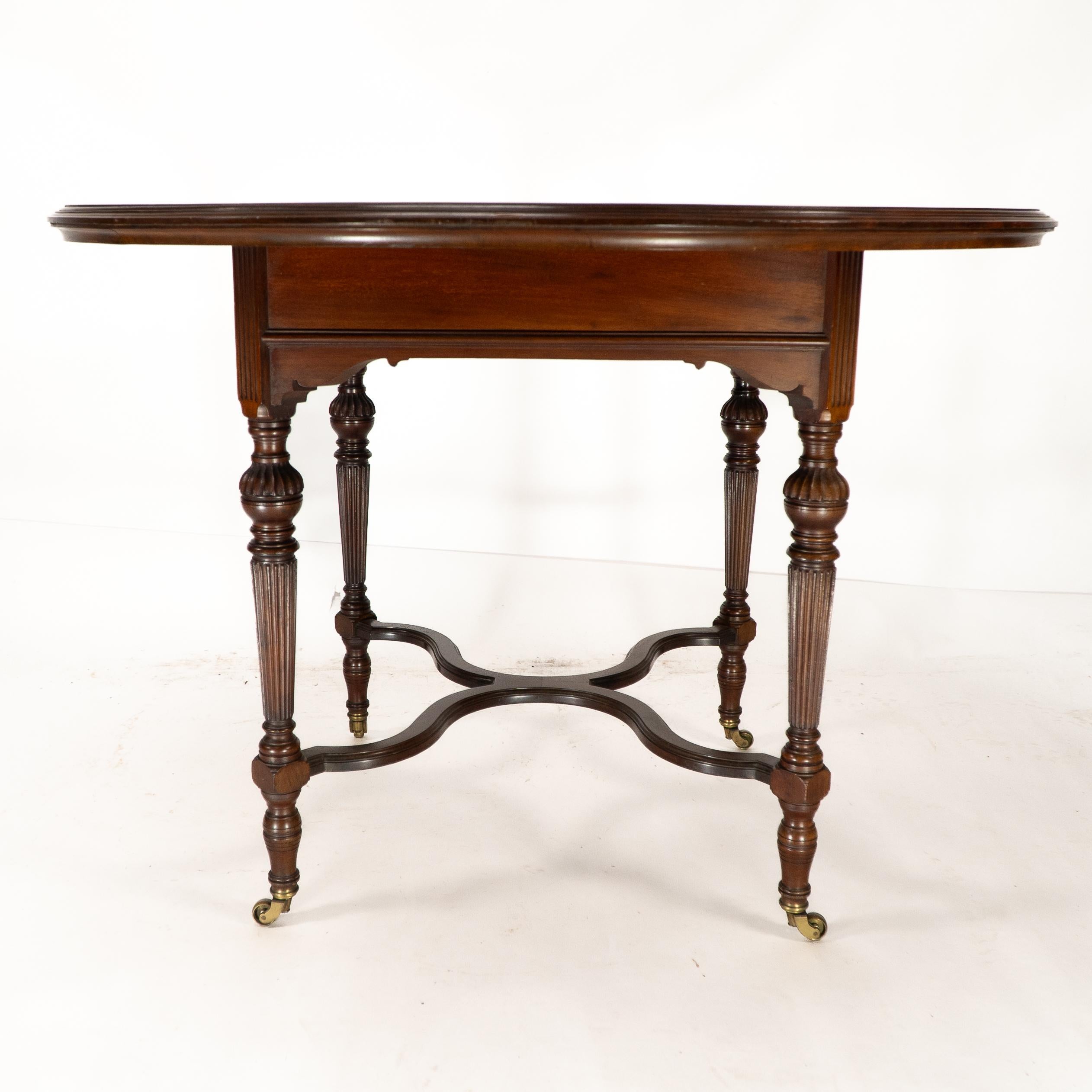 Collinson & Lock attributed. An Aesthetic Movement walnut circular center table For Sale 3