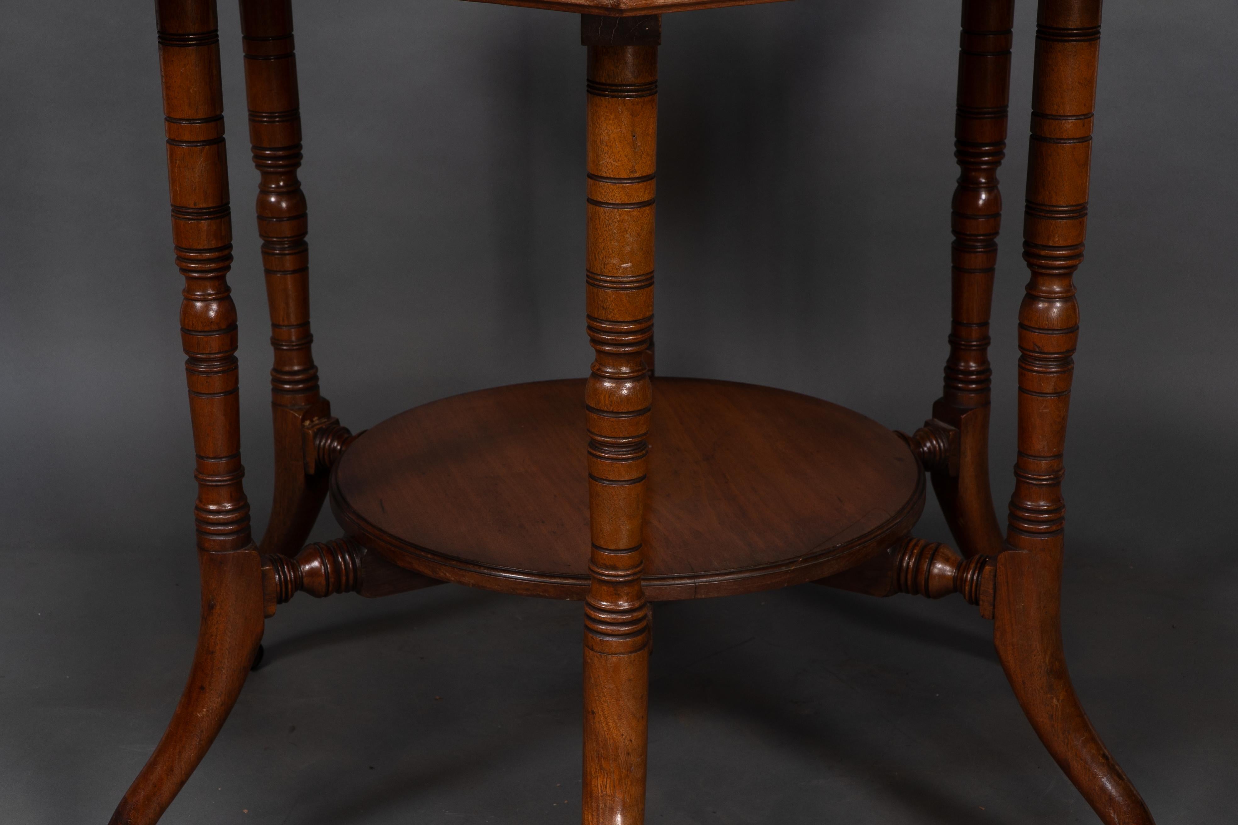 Collinson & Lock attributed. An Aesthetic Movement walnut octagonal center table For Sale 11