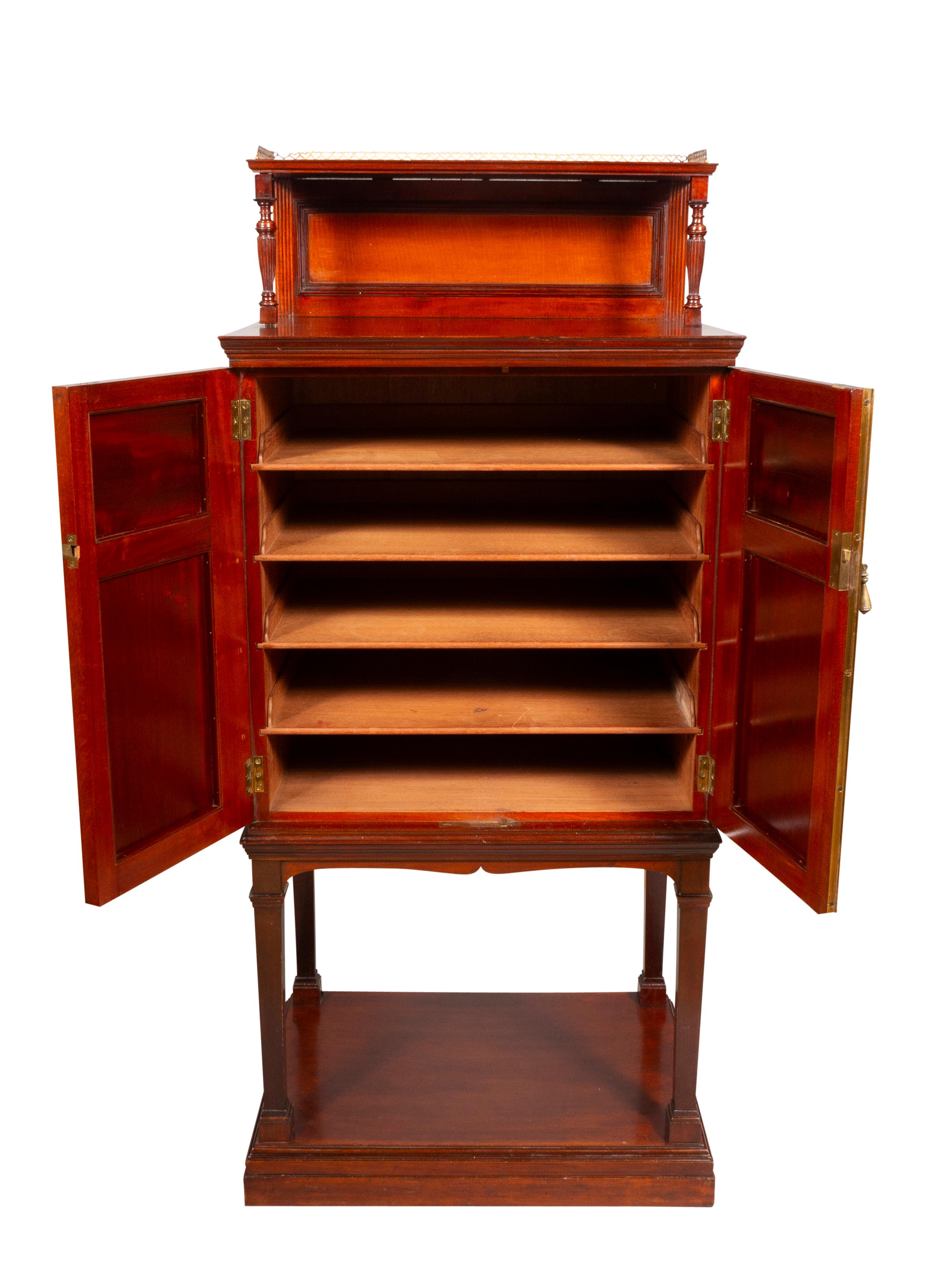 Brass Collinson & Lock Mahogany Cabinet For Sale