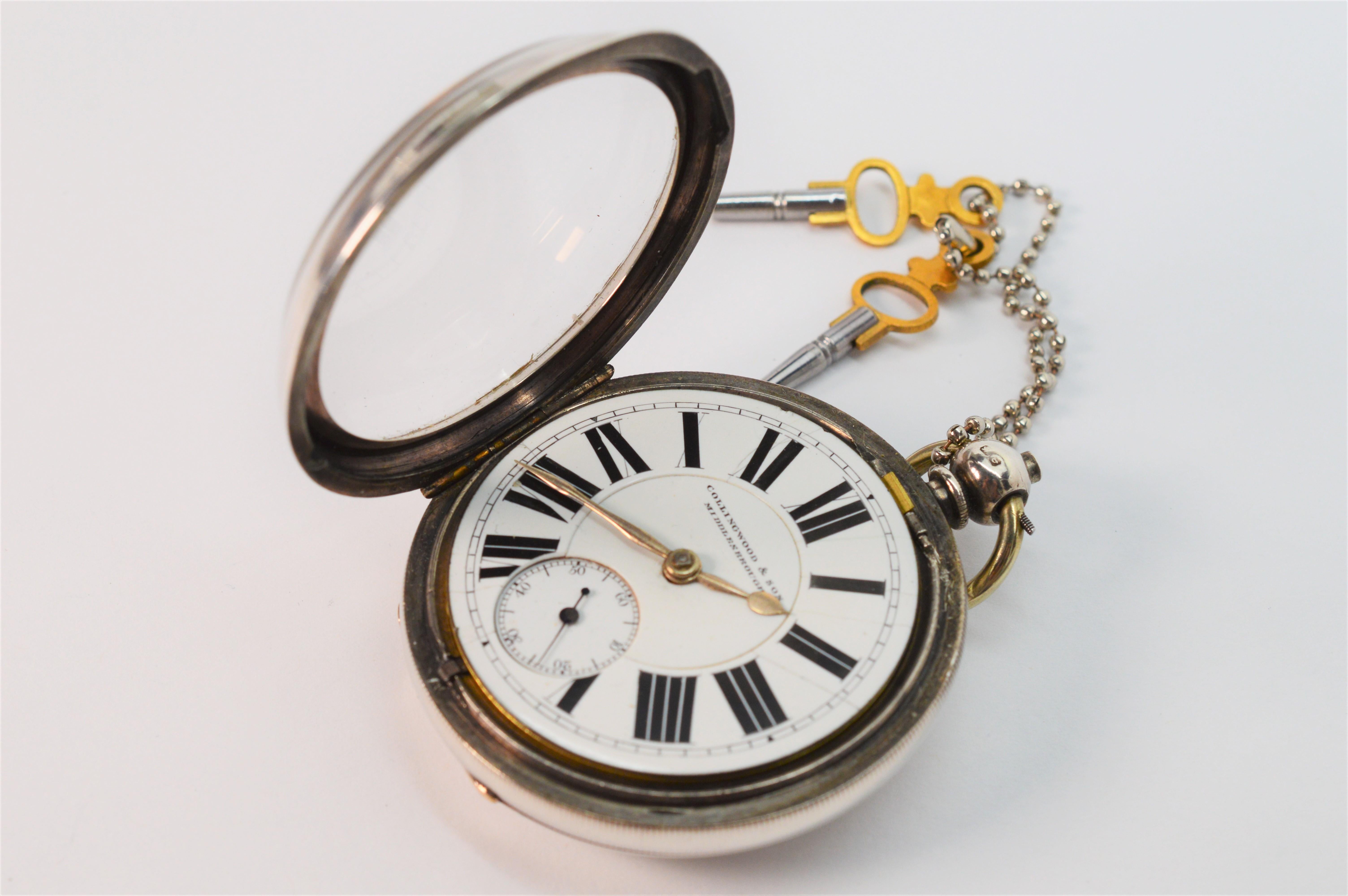 Collinwood & Sons Sterling Silver Railroad Pocket Watch 2