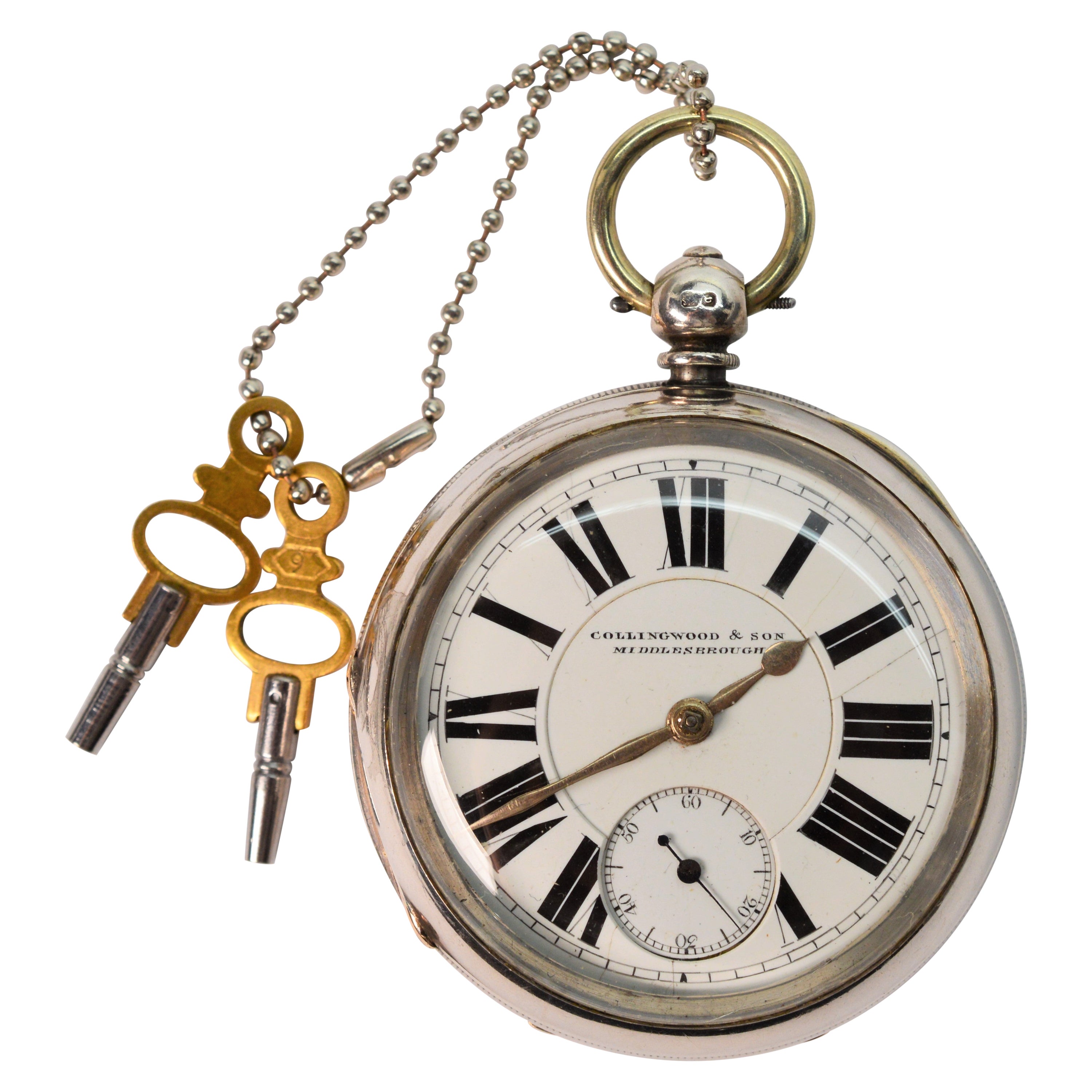 Collinwood & Söhne Sterling Silber Eisenbahntaschenuhr