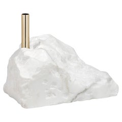 Collis I Brass Plant Stand with Estremoz Marble Base