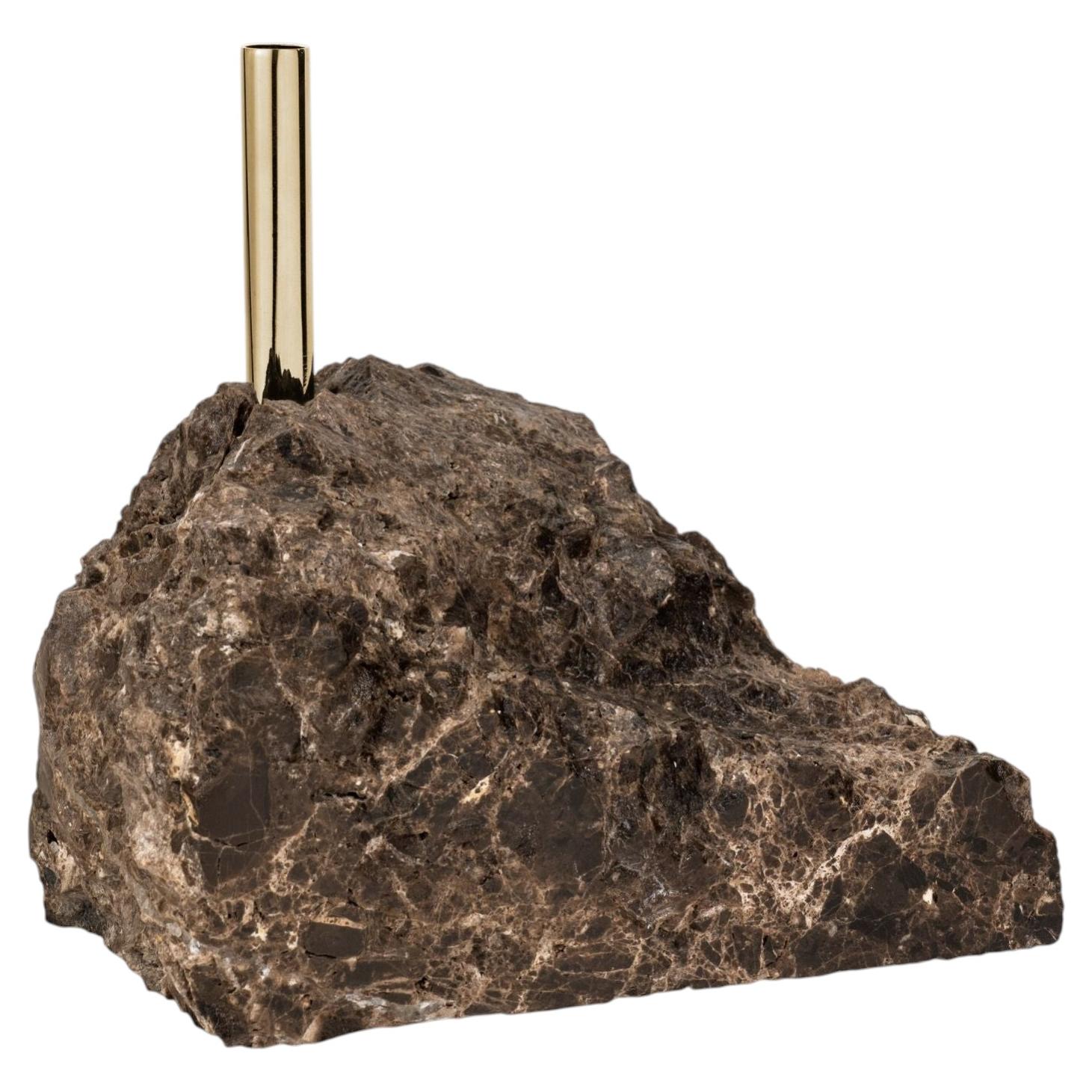 Collis I Sculptural Brass Plant Stand in Emperador Marble