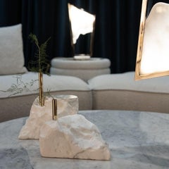 Collis II – Brass and Estremoz Marble Plant Stand with Organic Design