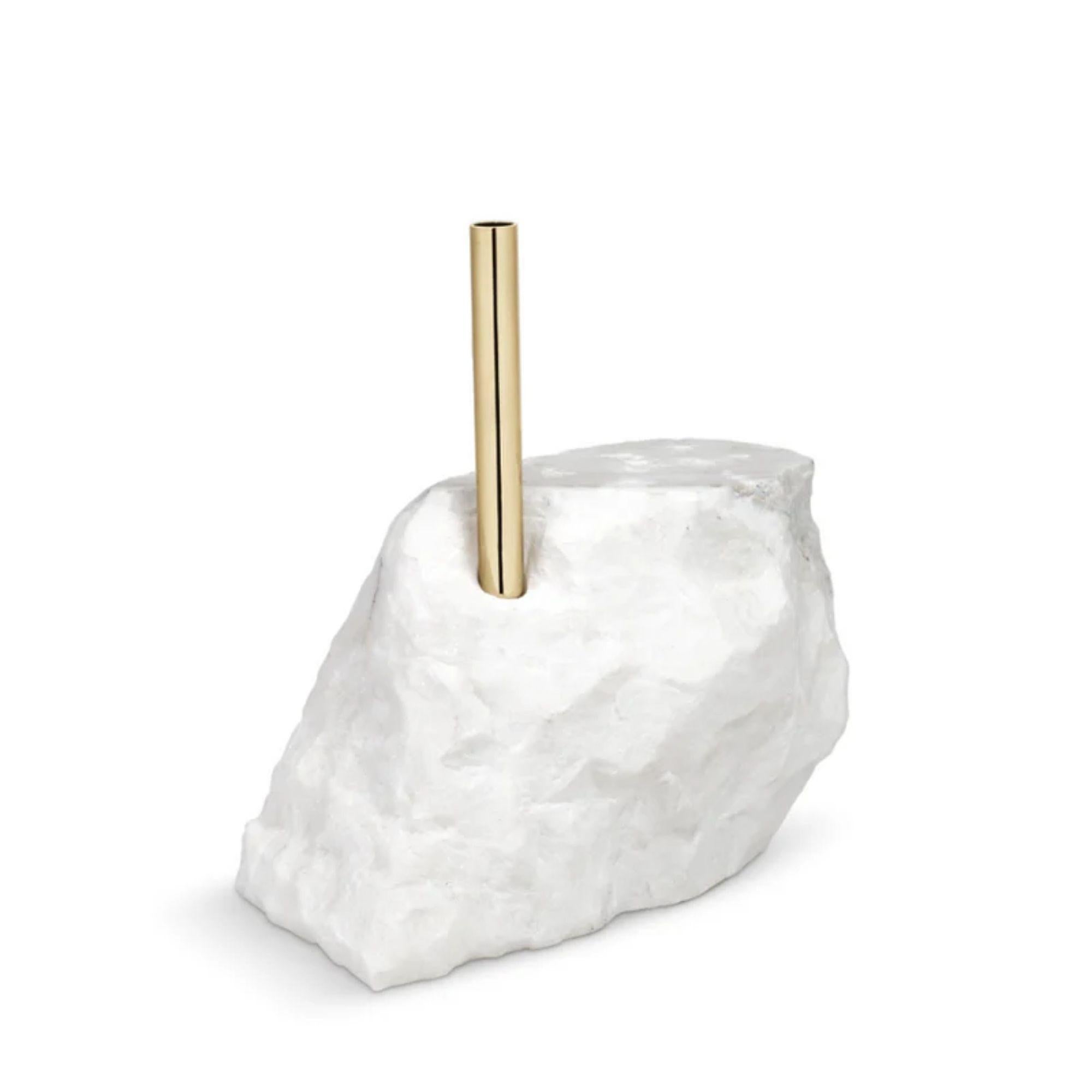 Collis II – Brass and Estremoz Marble Plant Stand with Organic Design