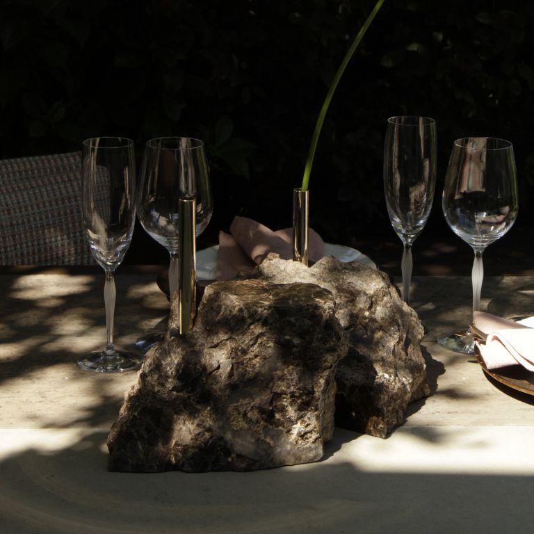 Collis II - Jardinera de latón con base de mármol Emperador Latón en venta