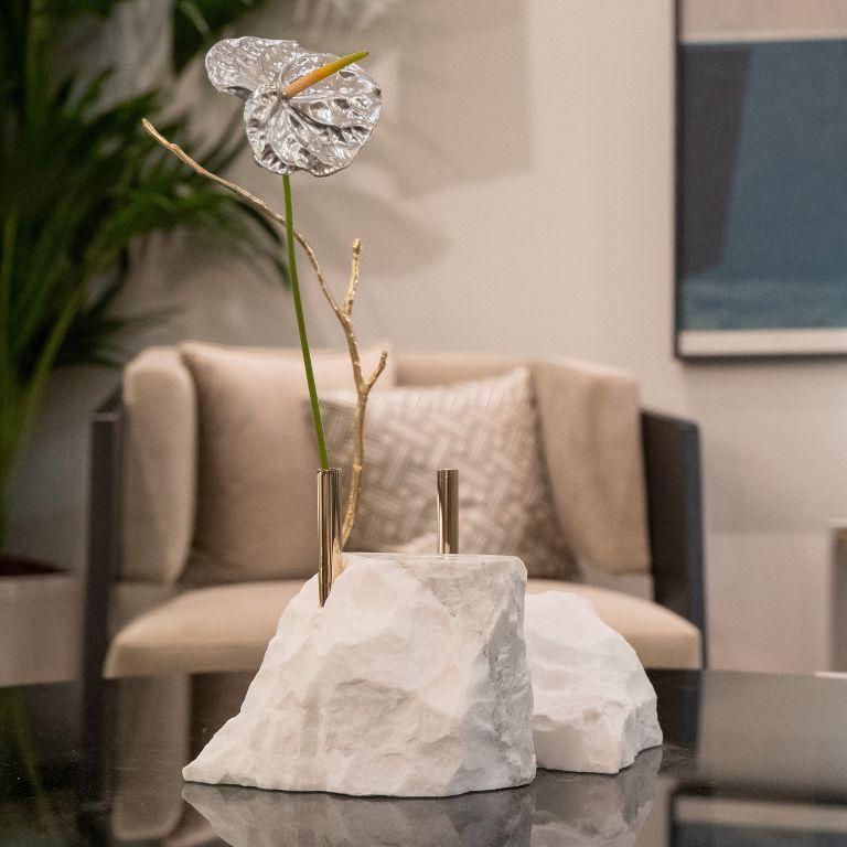 Portugais Colli II - Mable Plant Stand  Vase en marbre  Centre de table  Pierre naturelle en vente