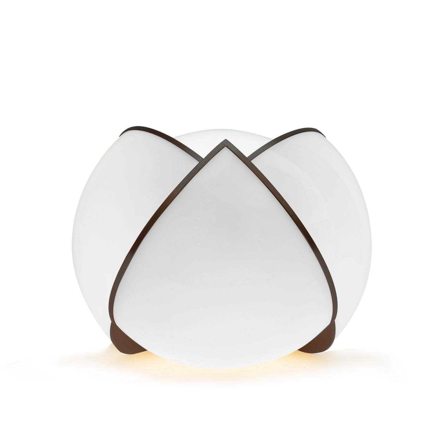 The deconstruction and reconfiguration of pure geometric form has inspired much of designer Lara Bohinc’s work and here results in her very first lighting design. The collision theme has also featured in previous Bohinc work,
in both jewelry and