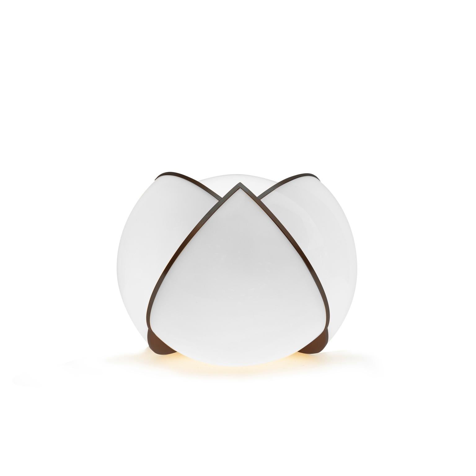 Modern Collision Small Table Light, Bronze Galvanic White Acrylic, In Stock