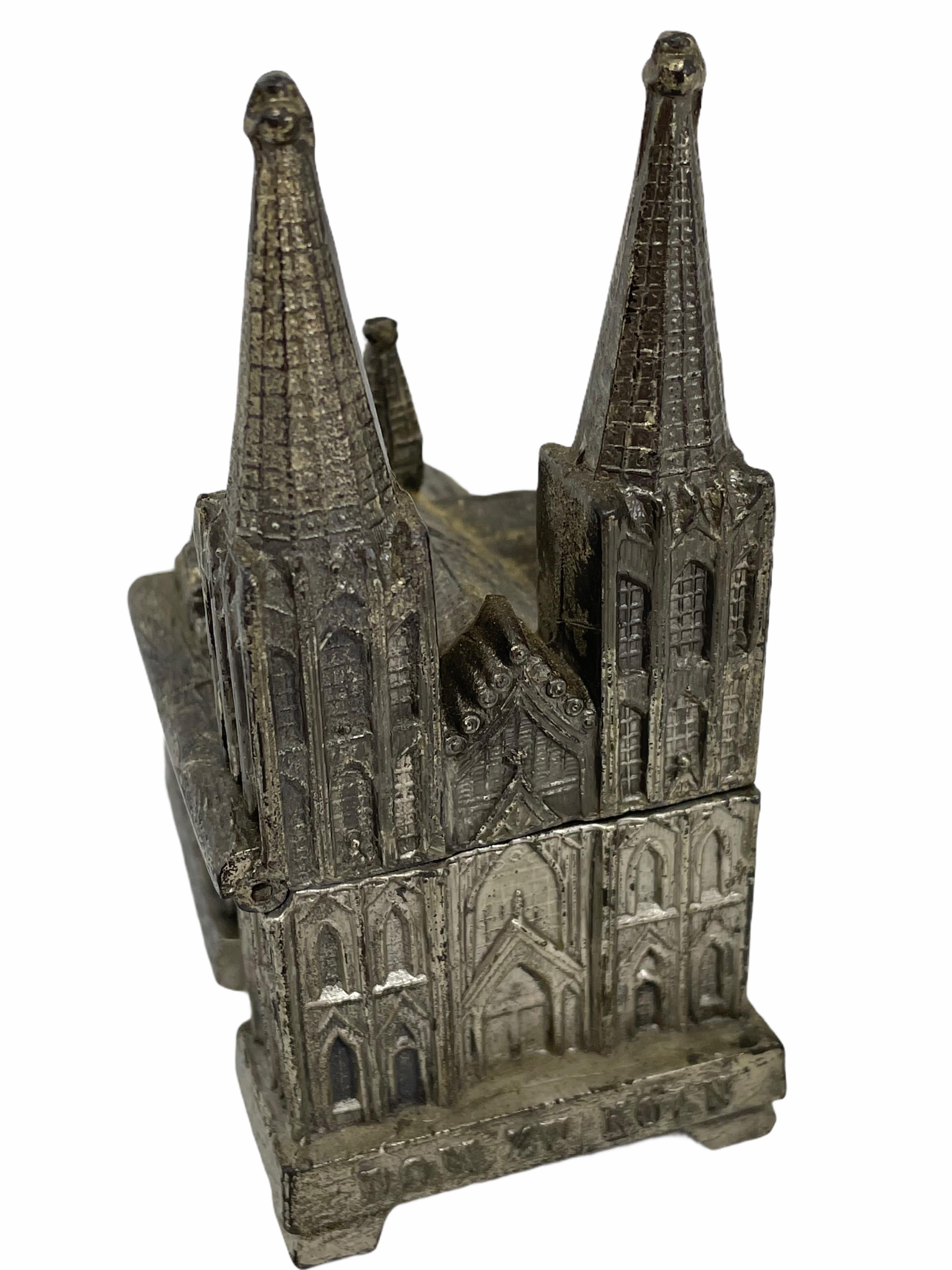 Cologne Cathedral Jewelry Trinket Box Metal, Antique German Souvenir, 1930s 1