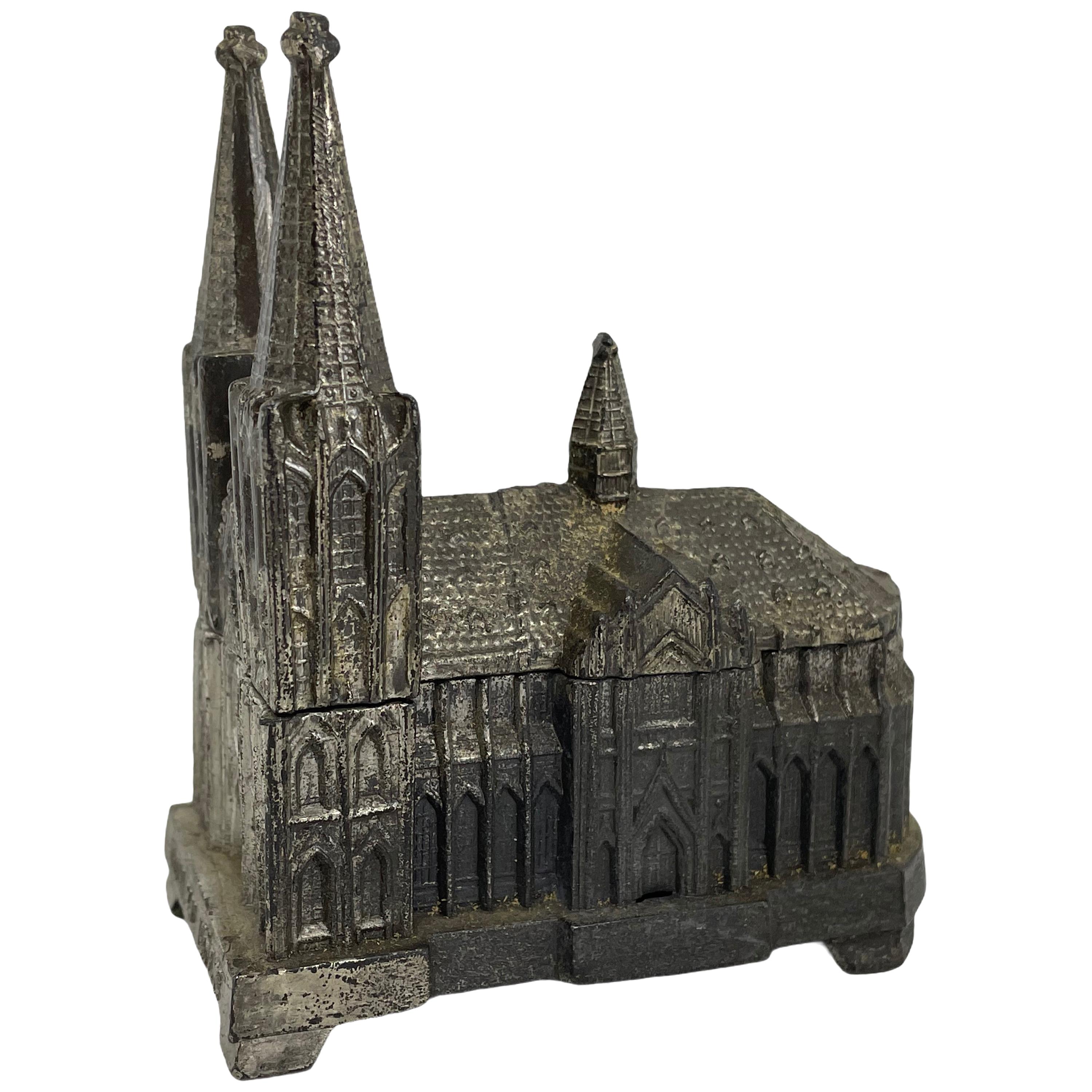 Cologne Cathedral Jewelry Trinket Box Metal, Antique German Souvenir, 1930s
