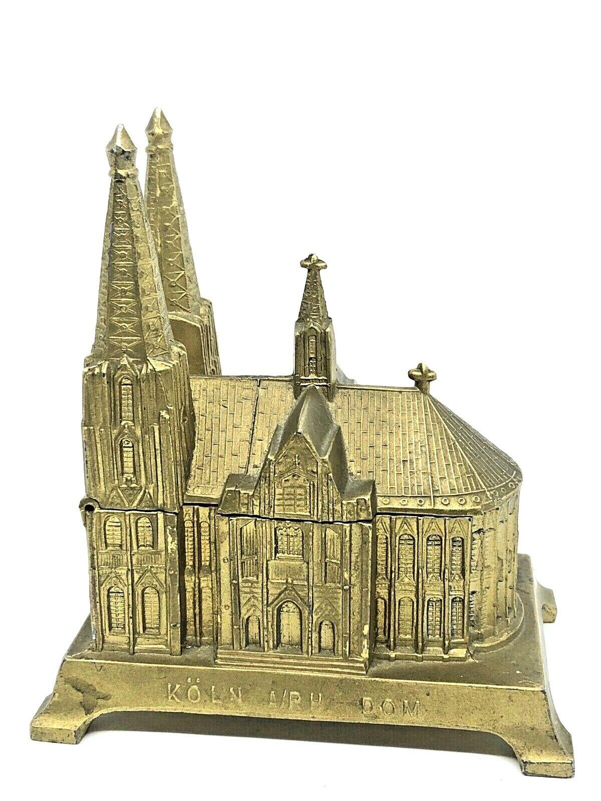 Mid-20th Century Cologne Cathedral Jewelry Trinket Box Metal, Antique German Souvenir, 1930s For Sale