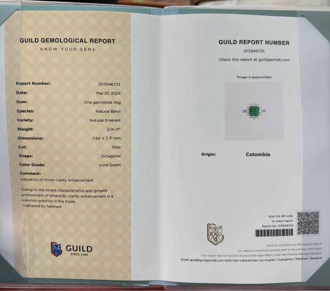 Kolumbien 2,14 CT Vivid Green Emerald PT900 Cocktail Ring mit Diamanten im Zustand „Neu“ im Angebot in Kowloon, HK