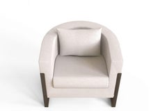 Minimalist Colombia White Bouclé Fabric Armchair by Caffe Latte