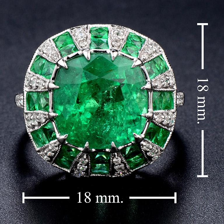 Colombia Emerald 5.89 Carat and Diamond Cocktail Ring 1