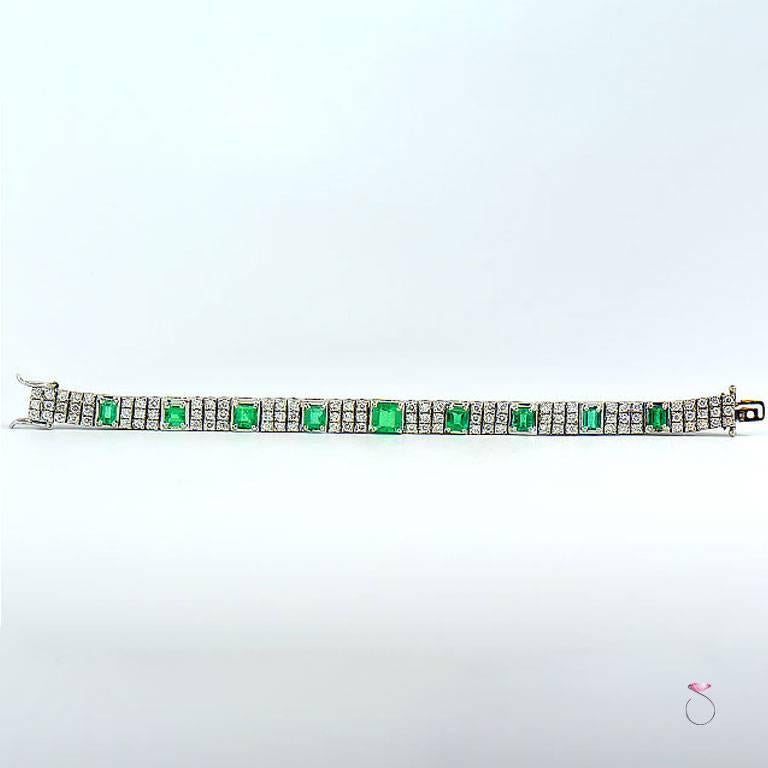 Colombia Emerald and Diamond Tennis Bracelet 1