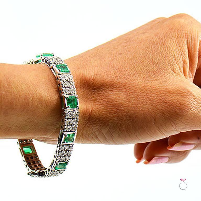Colombia Emerald and Diamond Tennis Bracelet 2