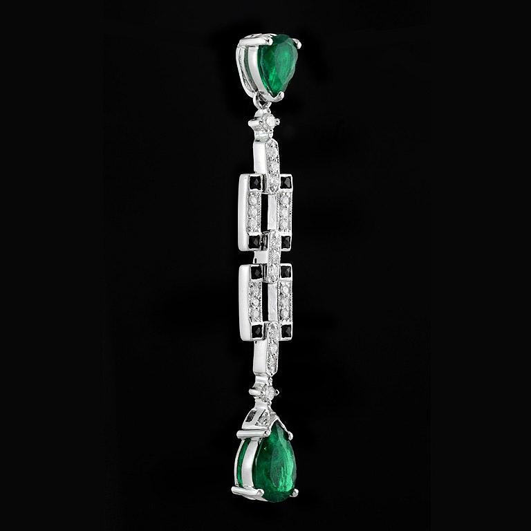 Art Deco Colombia Emerald Onyx Diamond Pendant