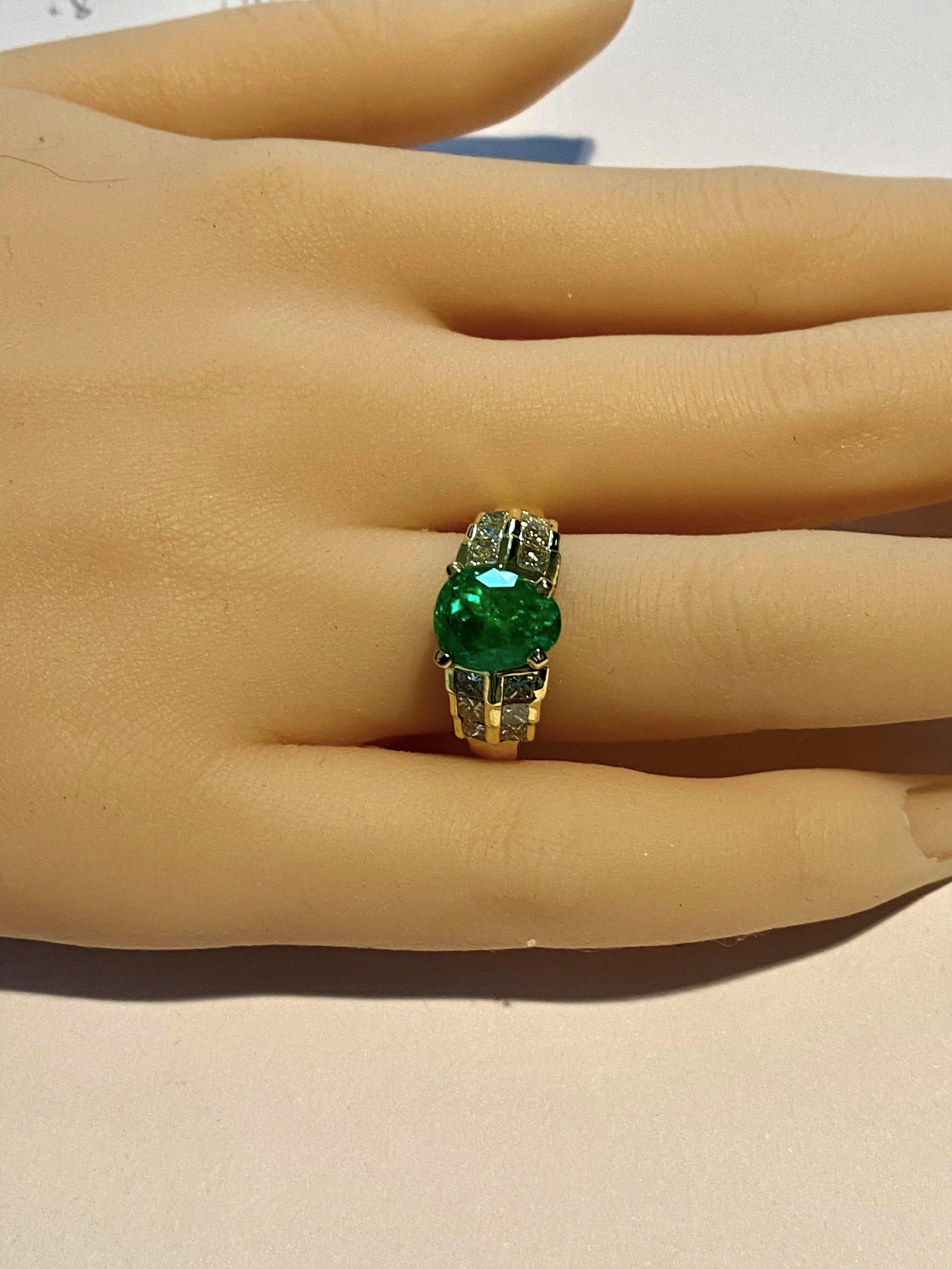 Emerald Cut Colombia Pear Shape Emerald Diamond Cocktail Ring Weighing 4.26 Carat