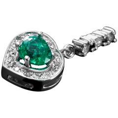 Colombian 0.9 Carat Emerald and Diamond Pendant in White Gold