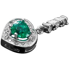 Colombian 0.9 Carat Emerald and Diamond Pendant Set in White Gold
