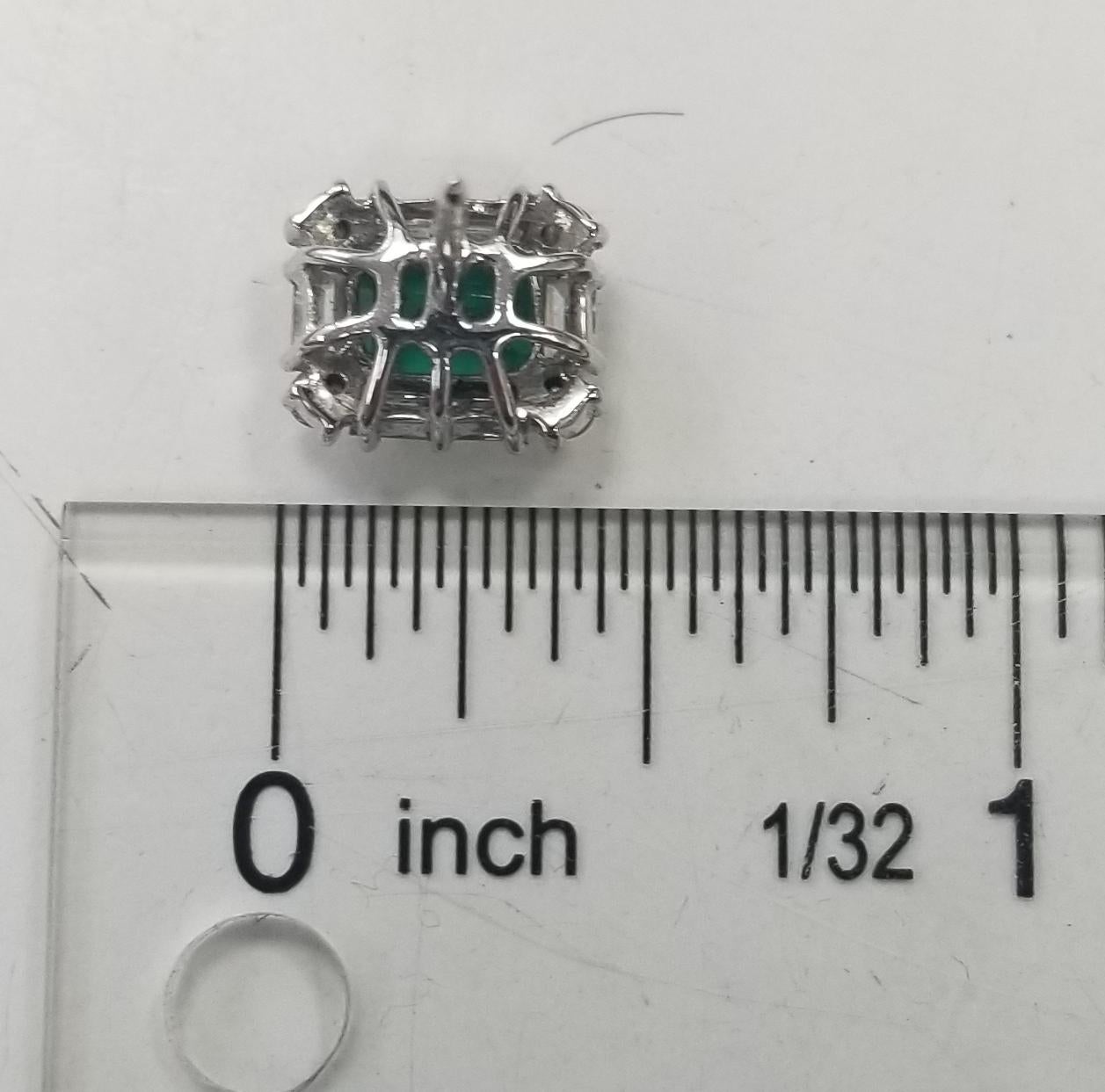 Women's or Men's Colombian 2.03cts. Emerald-Cut Emeralds with Diamond Halo Set in 18k White Gold For Sale