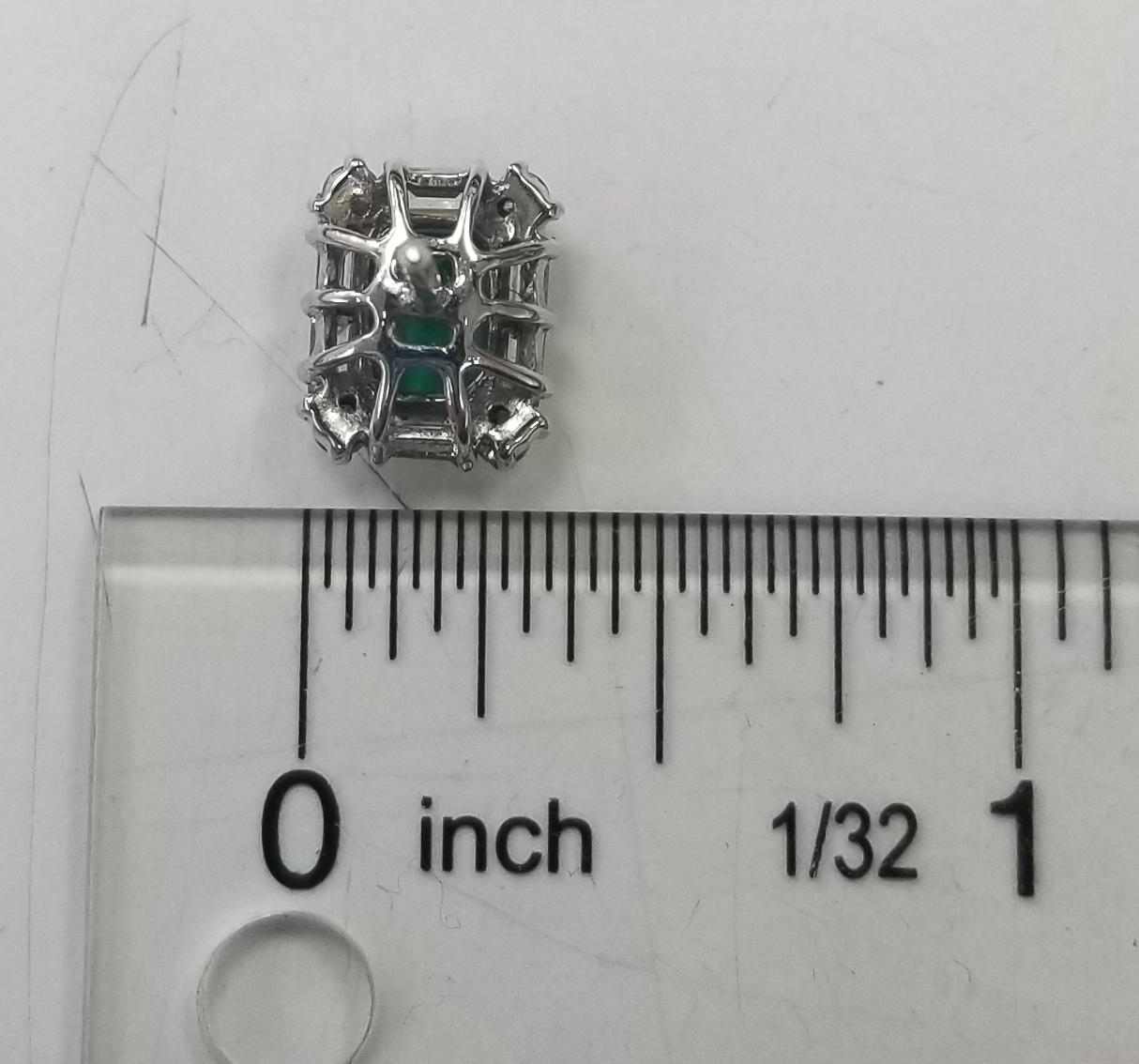 Colombian 2.03cts. Emerald-Cut Emeralds with Diamond Halo Set in 18k White Gold For Sale 1