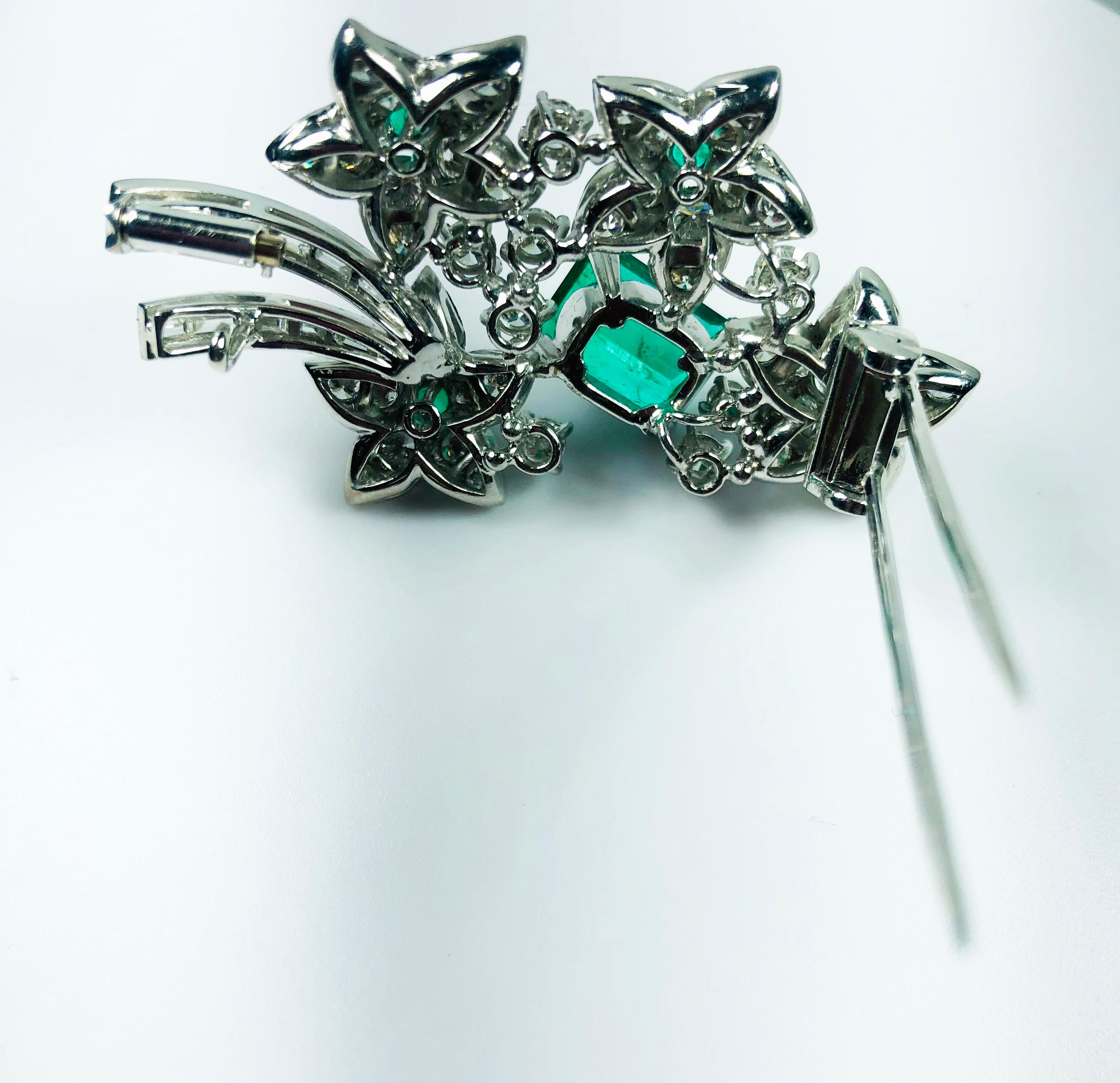 Art Nouveau Colombian 7 Carat Emerald Pierre de la Courte Brooch