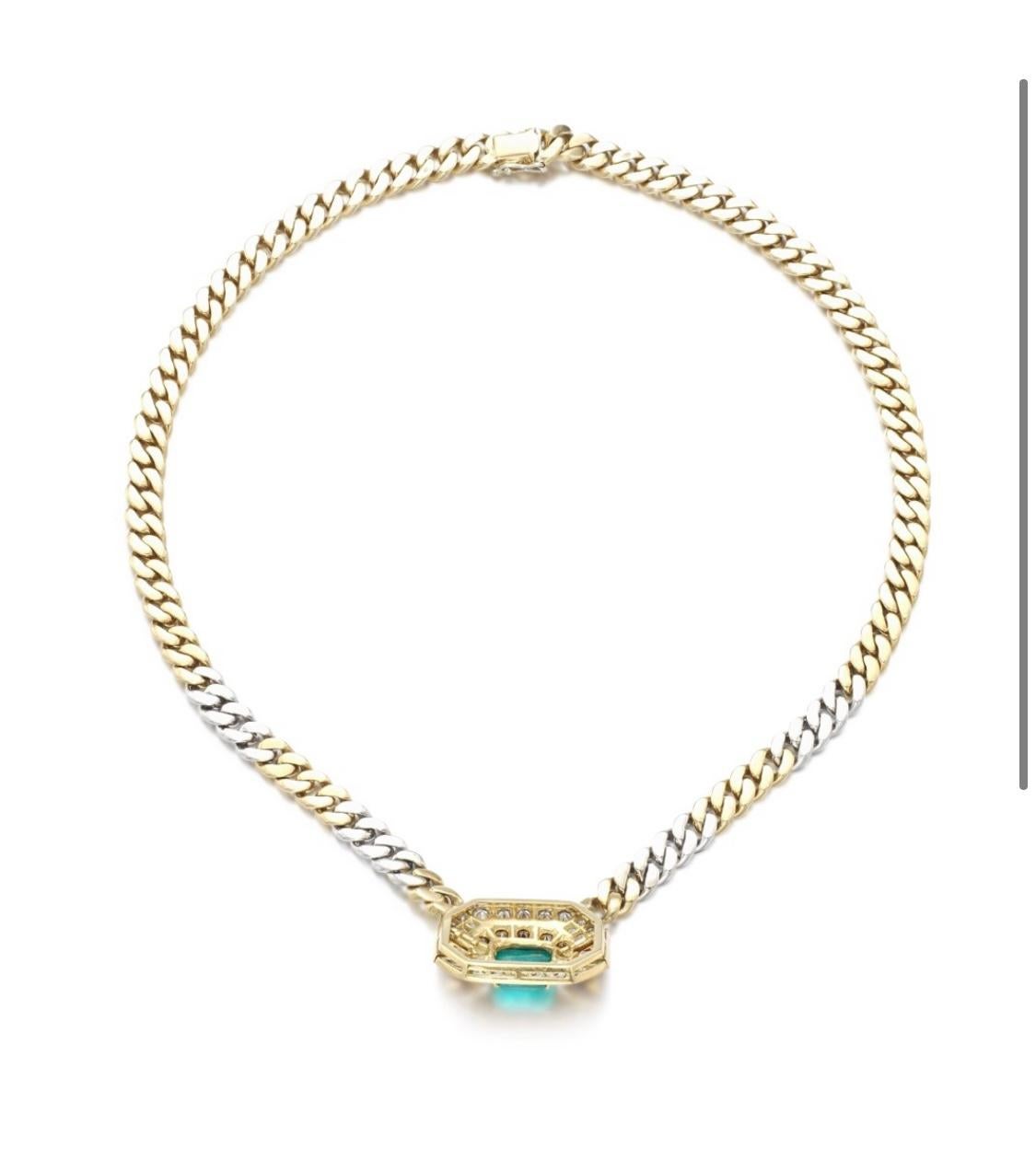 Kolumbianische Cabochon-Smaragdkette Halskette mit Gold-Diamanten  Fancy Brown Chocker Herren