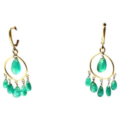 Colombian Cabochon Emerald Pendant Earrings 14 Kt Gold