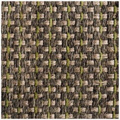 8' x 10' Area Rug, Handwoven Horsehair, Jute and Avocado Leather, Colombian Crin