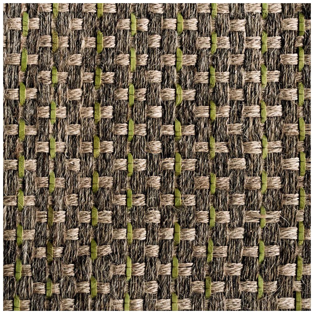 9' x 12' Area Rug, Handwoven Horsehair, Jute and Avocado Leather, Colombian Crin