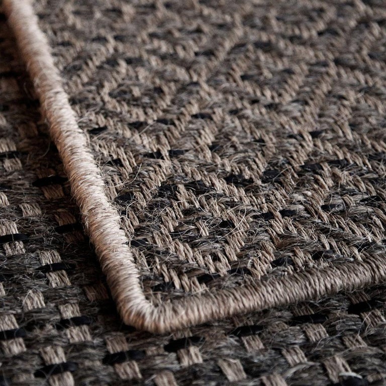 Colombian Crin 9' x 12' Area Rug, Horsehair, Jute and Black Leather
