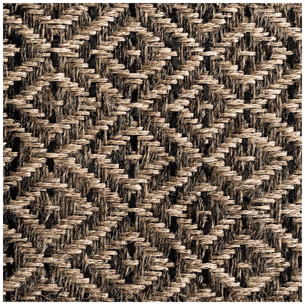 9' x 12' Area Rug, Horsehair, Jute and Black Leather Diamond, Colombian Crin