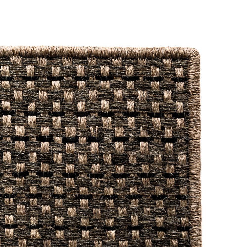 Hand-Woven Runner in Handwoven Horsehair, Jute and Black Leather, Colombian Crin Rugs