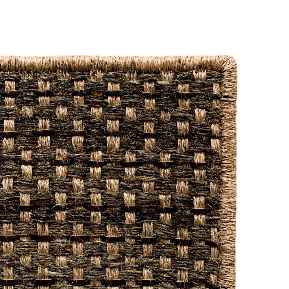 Hand-Woven 5' x 7' Area Rug, Handwoven Horsehair, Jute and Coffee Leather, Colombian Crin 