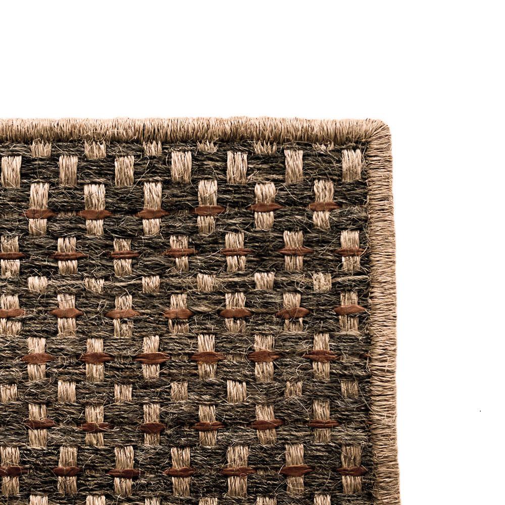 Hand-Woven 8' x 10' Area Rug, Horsehair, Jute and Dulce de Leche Leather, Colombian Crin 