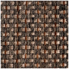 9' x 12' Area Rug, Horsehair, Jute and Dulce de Leche Leather, Colombian Crin 