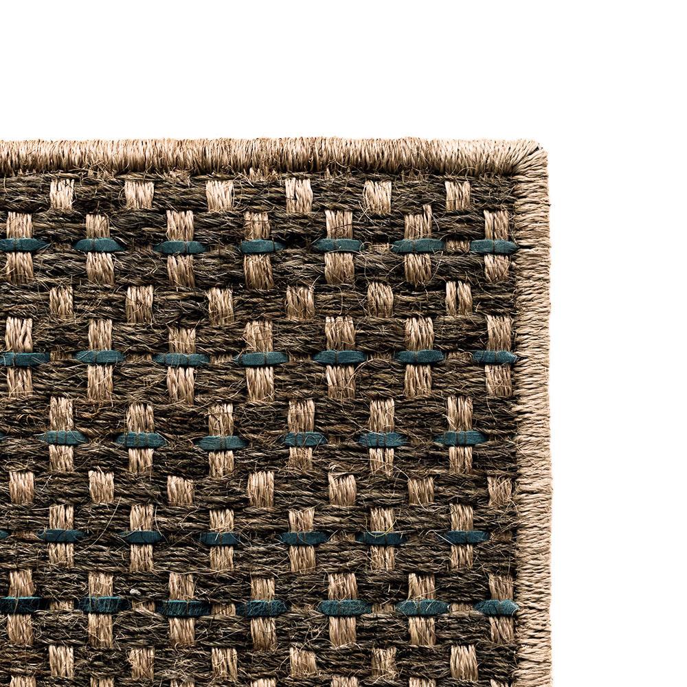 Hand-Woven 5' x 7' Area Rug, Handwoven Horsehair, Jute and Ocean Leather, Colombian Crin 