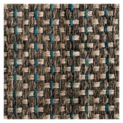 5' x 7' Area Rug, Handwoven Horsehair, Jute and Ocean Leather, Colombian Crin 