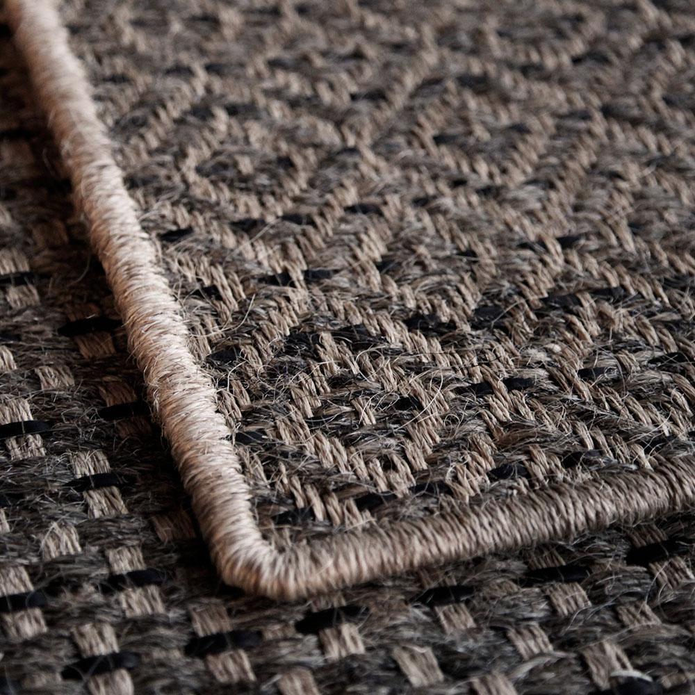 8' x 10' Area Rug, Horsehair, Jute + Black Leather Diamond, Colombian Crin  In New Condition In New York, NY