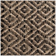 Runner in Handwoven Horsehair, Jute + Black Leather Diamonds, Colombian Crin Rug