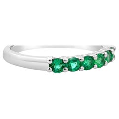 Palladium Colombian Emerald Anniversary Band Ring