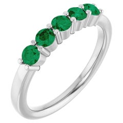 Palladium Colombian Emerald Anniversary Band Ring