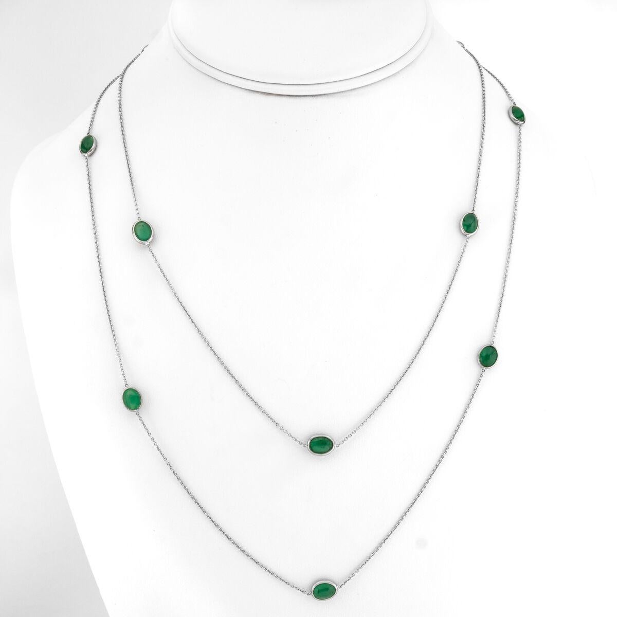 Custom Stephanie Windsor Colombian Emerald 10.47 Carats and Platinum Chain 