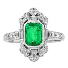 Colombian Emerald 1.20 Carat Diamond Cocktail Ring