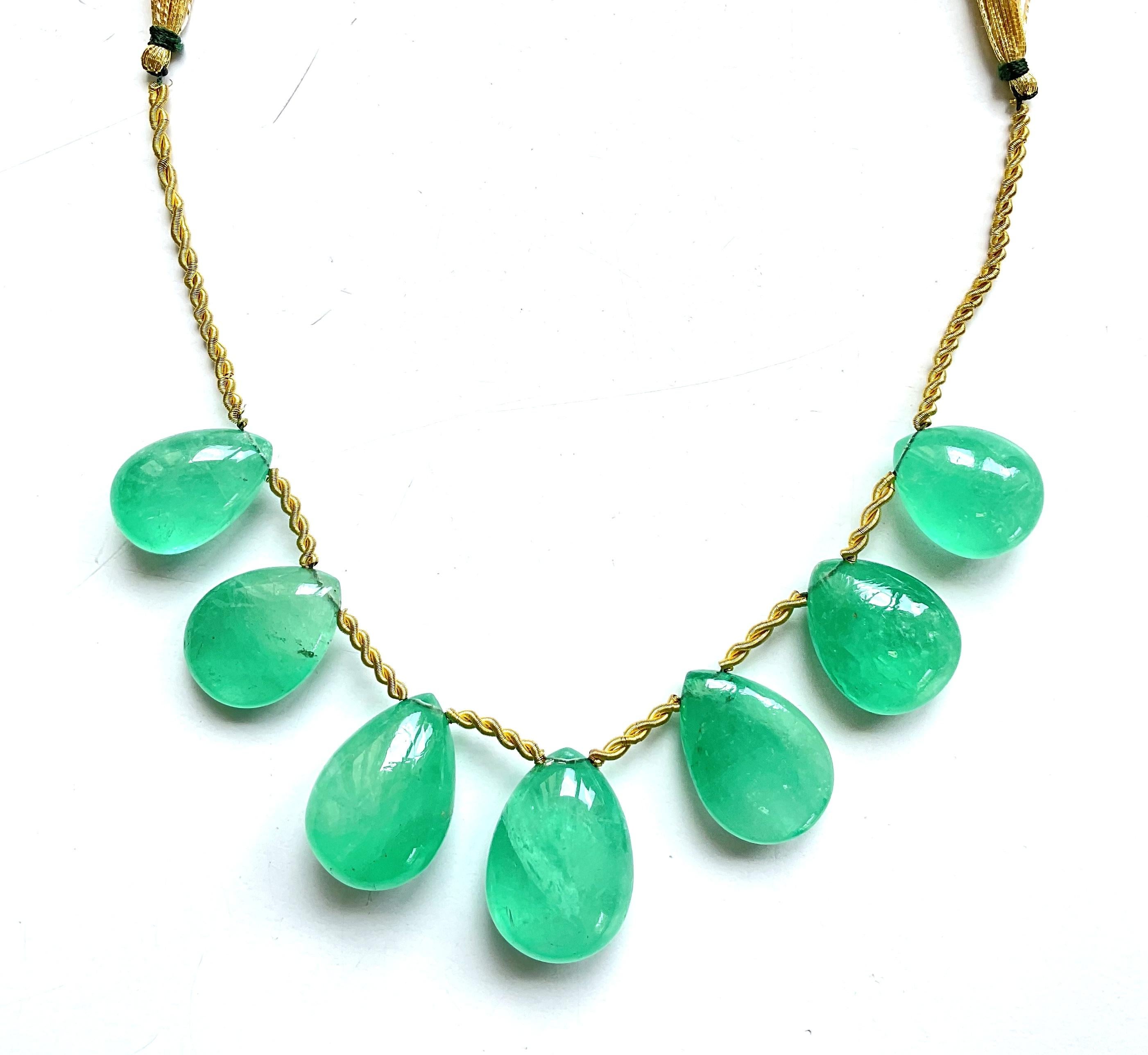Colombian Emerald 127.30 Carats Plain Drops Layout 7 Pieces For Fine Jewelry Gem In New Condition For Sale In Jaipur, RJ