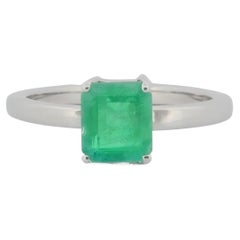 Colombian Emerald 1.35ct Natural Green Emerald Gold Engagement Ring 14K GIA