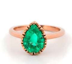 Colombian Emerald 1.69ct Natural Green Emerald Gold Engagement Ring 18K GIA